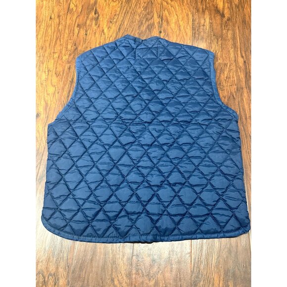 VINTAGE 70s Quilted Nylon Navy St. Moritz Vest Front Pocket Small Made in Korea - Picture 5 of 9